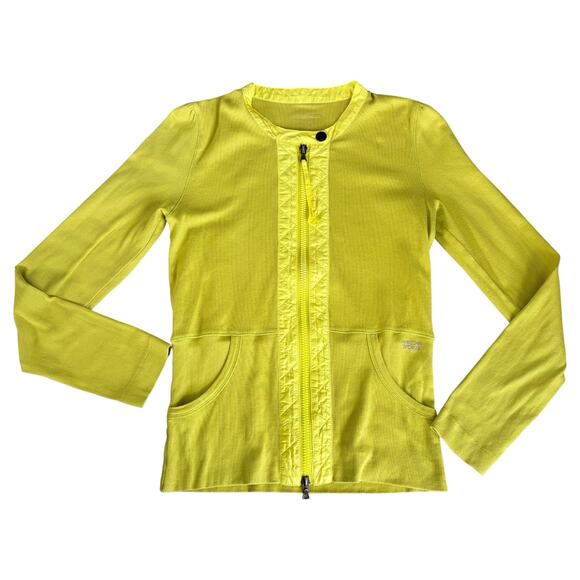 Marc Cain Sports Neon Yellow Zip Jacket Cardigan Activewear Long Sleeve Y2K‎ - Picture 1 of 5